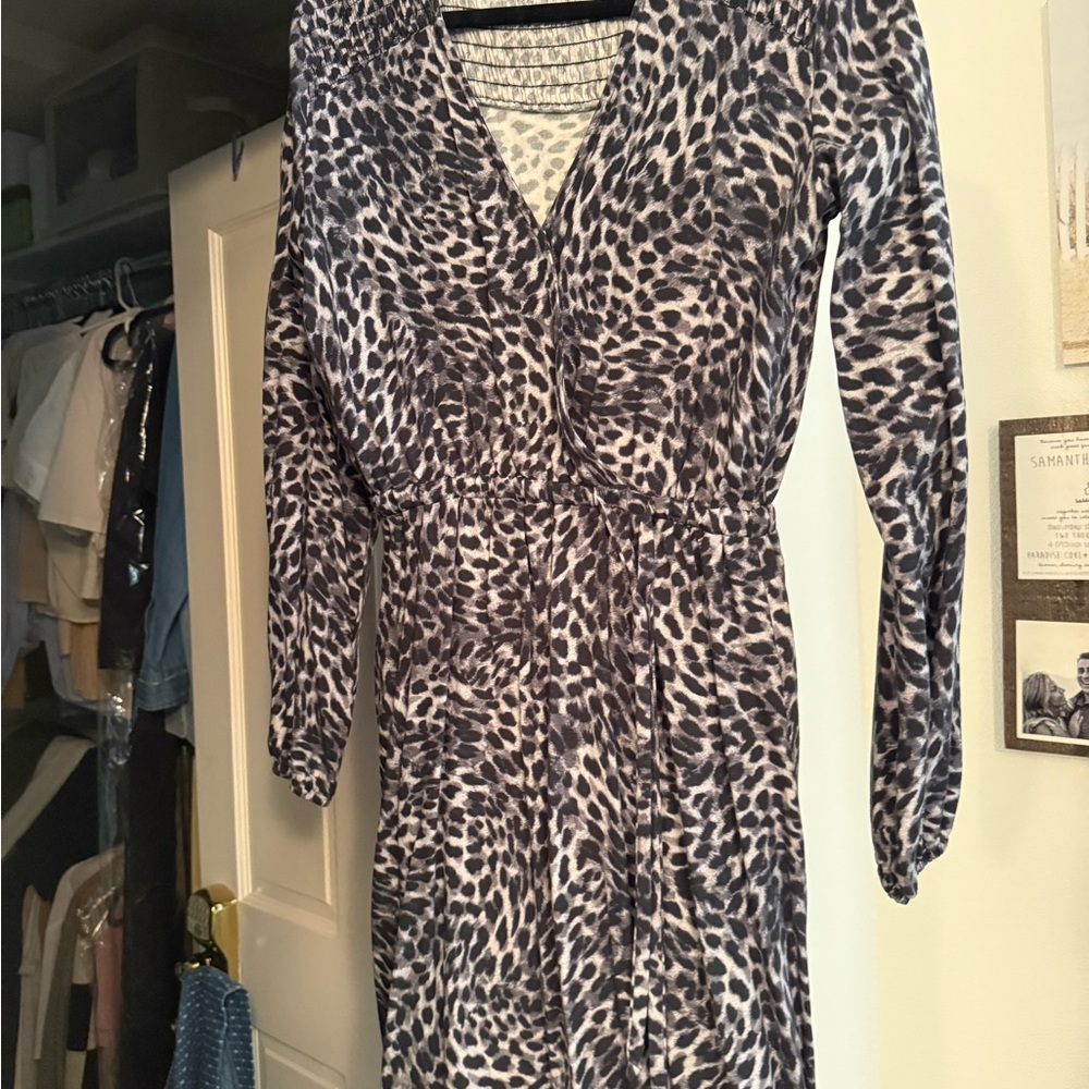 Bella Dahl Monochrome Animal Print Long Sleeve Dress